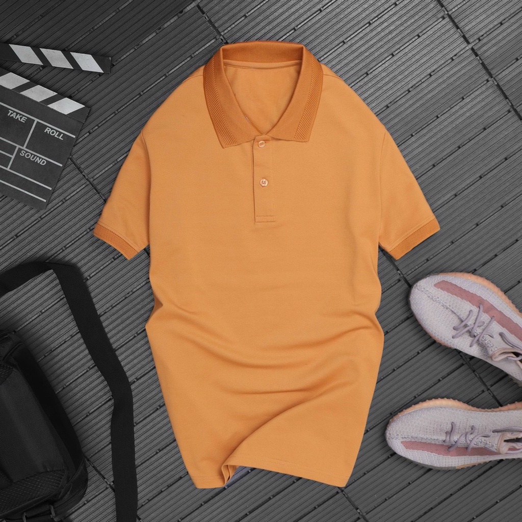 Áo thun Polo Nam cổ bẻ basic vải cá sấu cotton lạnh logo thêu cá tính cổ viền trẻ trung QAZ55