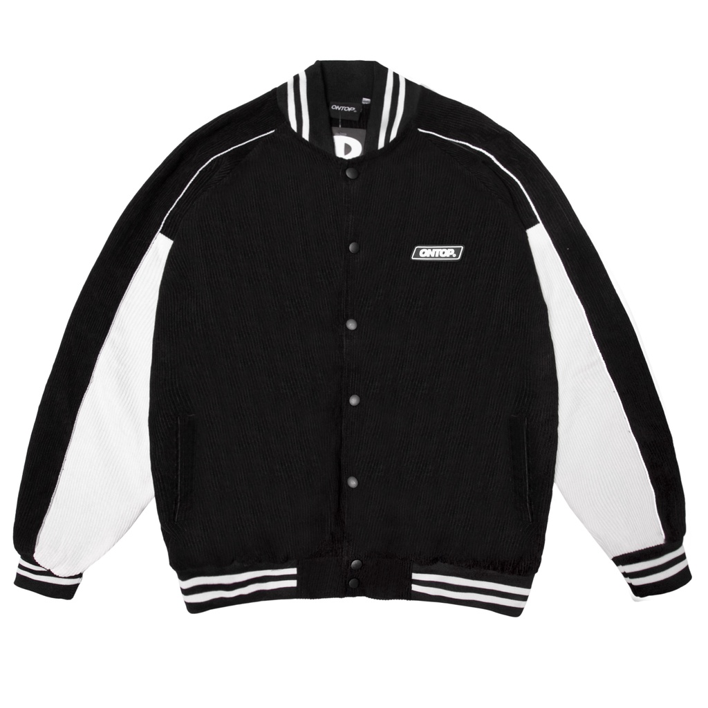 Áo khoác bóng chày nam vải nhung đũa màu đen local brand ONTOP - Corduroy Baseball Jacket O15-AK4