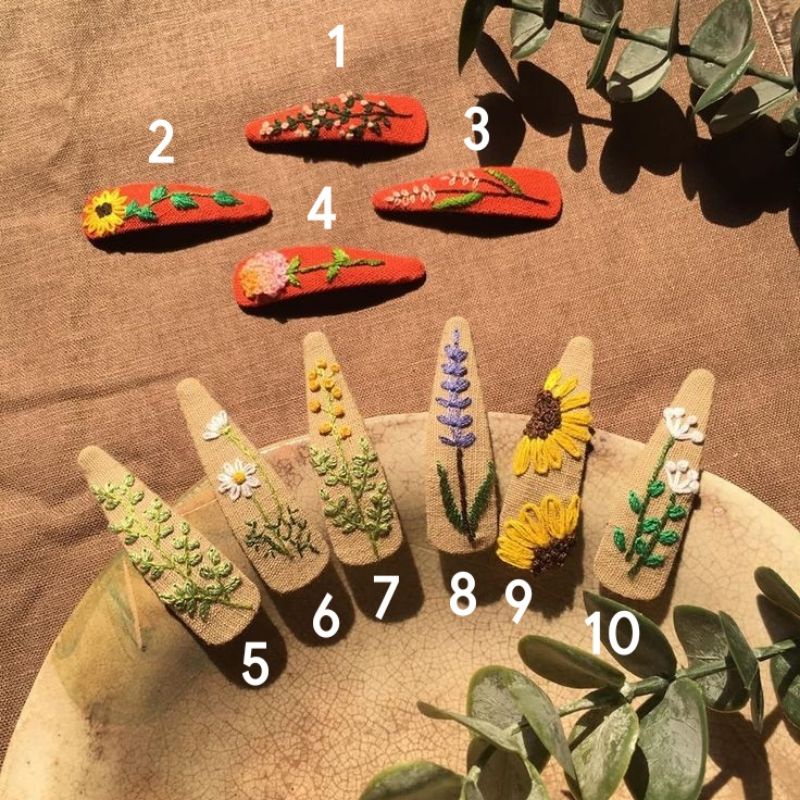 Kẹp Tóc Thêu Hoa Handmade