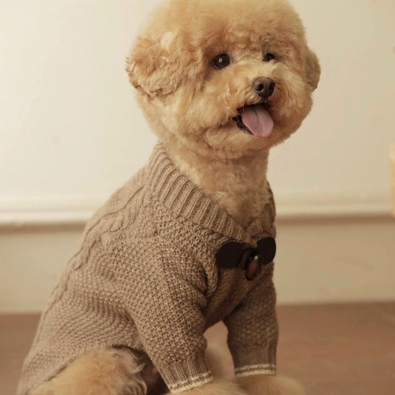 Áo Sweater Dệt Kim Đính Bóng Lông Thời Trang Thu Đông Cho Thú Cưng