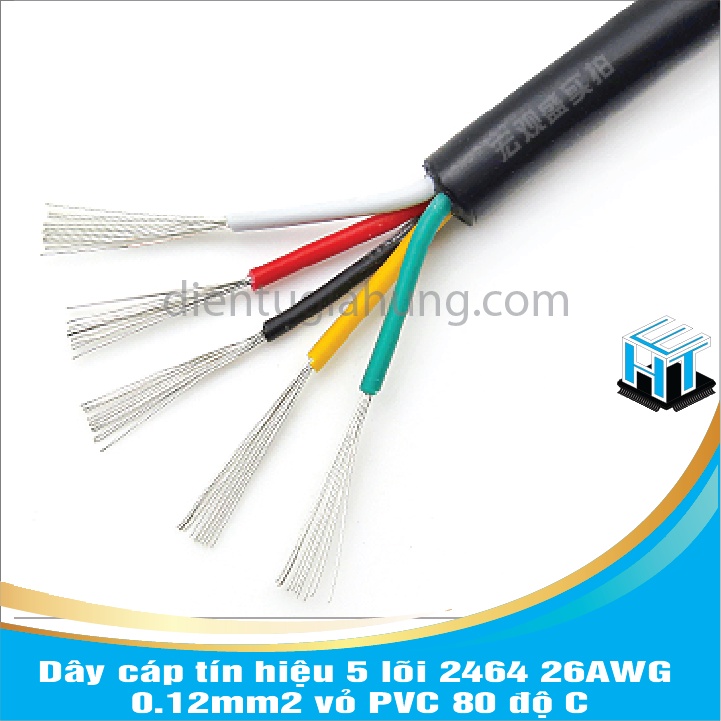 Dây cáp tín hiệu 5 lõi 2464 26AWG 0.12mm2 vỏ PVC 80 độ C