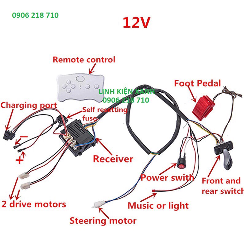 Combo chế tạo xe ô tô điện trẻ em 12v .