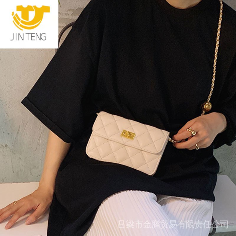 Jin TENG Niche Túi Xách Đeo Chéo Hình Vuông Nhỏ Đính Hạt Kim Cương Có Dây Xích Sắt Cao Cấp Dễ Phối Đồ Đựng Điện Thoại Di