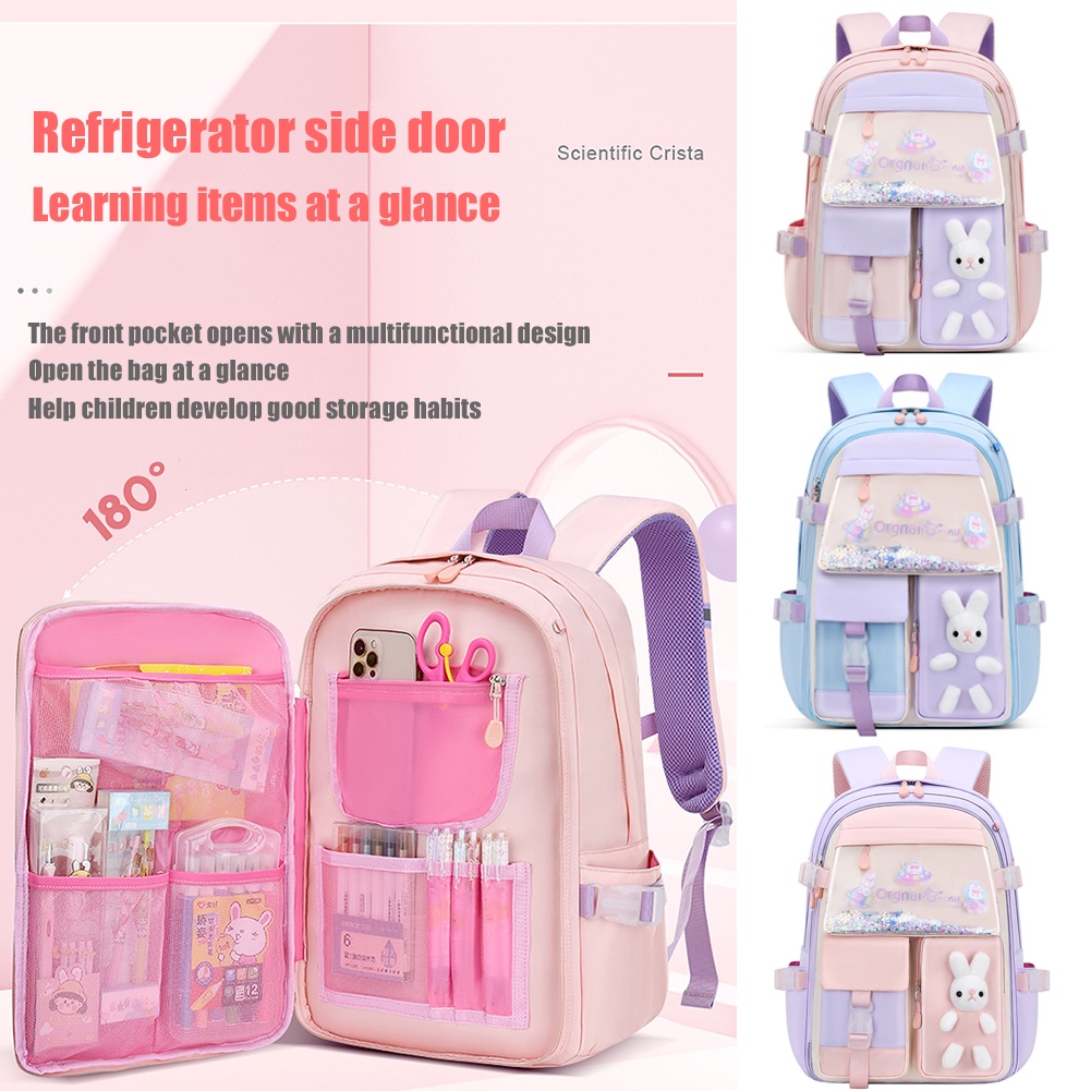 Ba Lô Đi Học Chống Nước Sức Chứa Lớn Có Cát Chảy Cho Bé Gái Tiểu Học Lớp 1-6 Mới