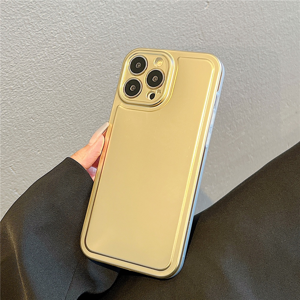 Sang Trọng Ốp Điện Thoại tpu Mềm Mạ Vàng Bạc Bảo Vệ Ống Kính Máy Ảnh Cho iphone 14 13 12 pro max 11 pro max