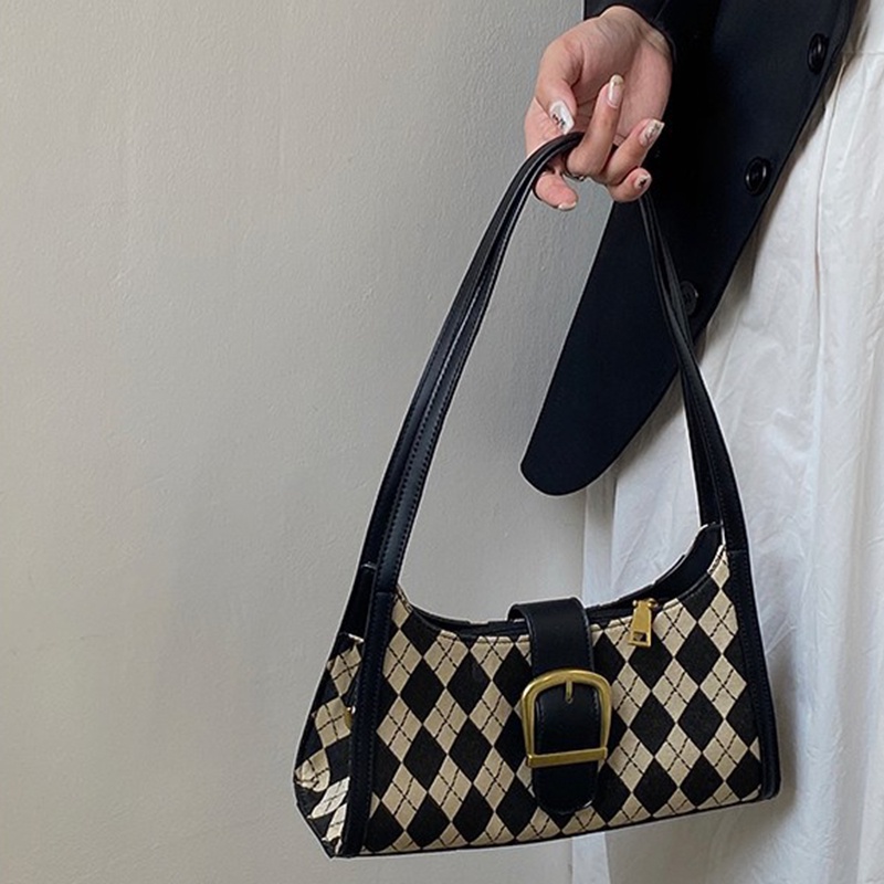 Túi Xách Đeo Vai Vải Bạt Có Khóa Hình Thoi Cổ Điển Cho Nữ