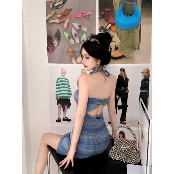 Set Áo Khoác Len Phối Màu Kèm Đầm Yếm Body Siêu Xinh Hàng Quảng Châu Cao Cấp