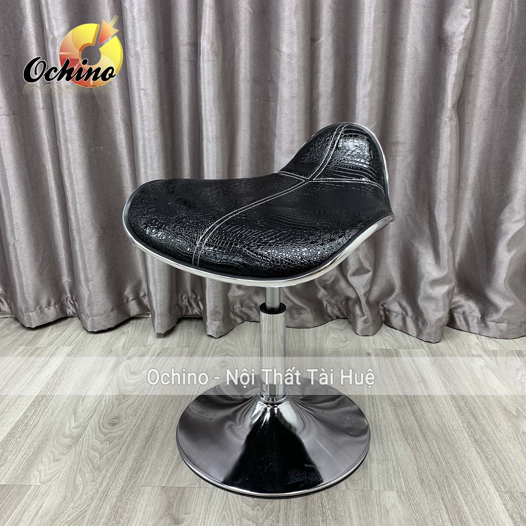 Ghế bàn Trang điểm Hiện Đại, Ghế Bàn Phấn Bọc Da Mẫu Da cá Không Tựa Tỉnh Chỉnh Độ Chân Thấp 30-50 Và Xoay 360 Độ