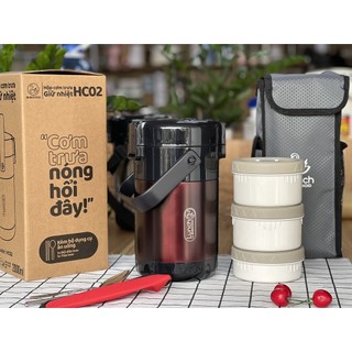 Hộp cơm giữ nhiệt 2good lunch box hc02 - chống trào, chống bỏng, kèm đũa - thìa - túi, bảo hành 5 năm