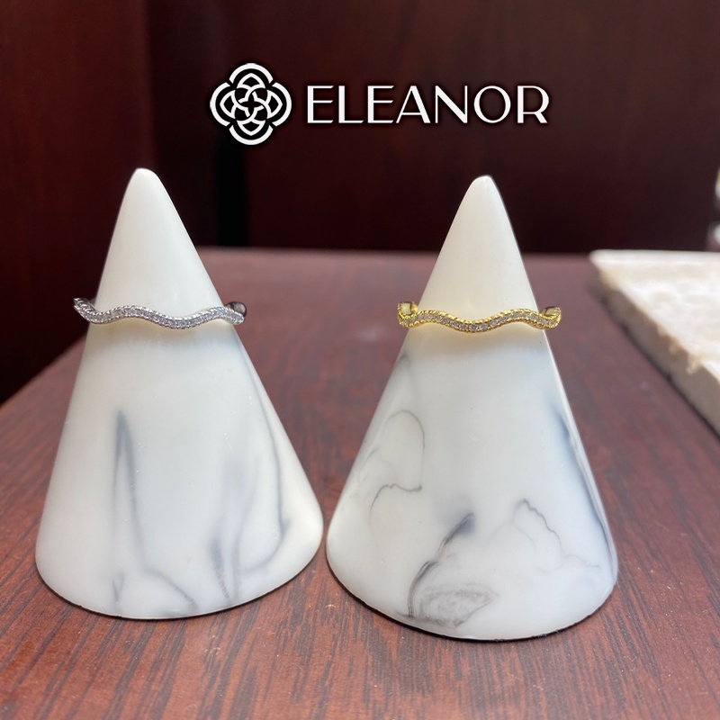 Nhẫn nữ hở bạc 925 Eleanor Accessories đính đá phụ kiện trang sức dáng lượn sóng thời trang