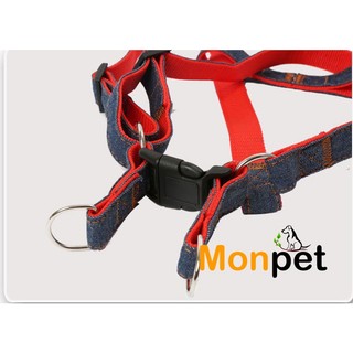 Dây dắt, yếm đeo cho chó mèo dạng jean (lẻ)