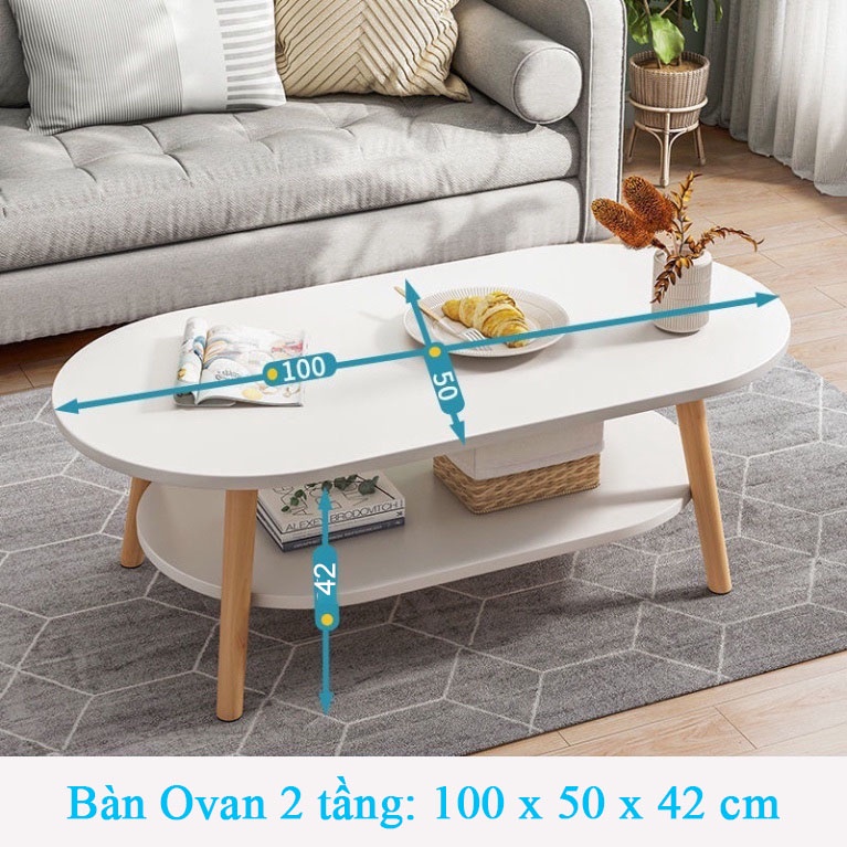 Bàn sofa, bàn trà hình Ovan 2 tầng, chân gỗ tự nhiên cao cấp ( giá tại xưởng) | BigBuy360 - bigbuy360.vn