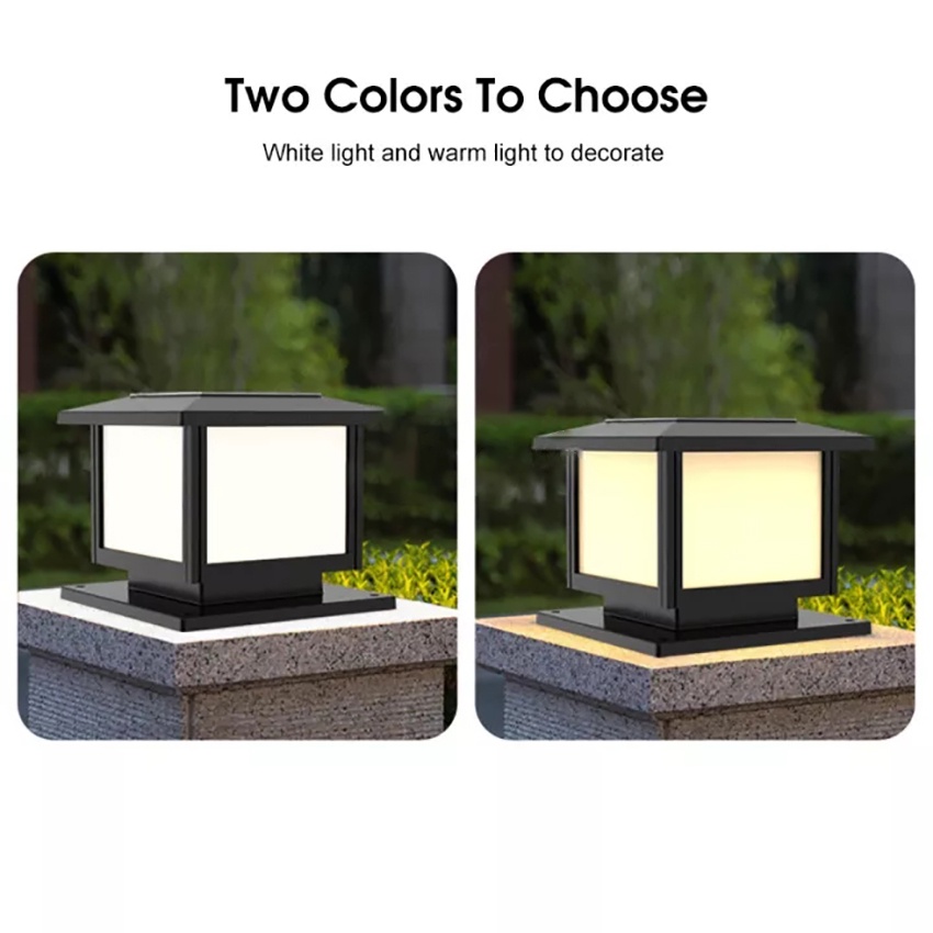 Warmtaste Đèn trụ LED năng lượng mặt trời Đèn chống nước ngoài trời Đèn trụ vườn Các cột sân vườn được áp dụng cho tường rào