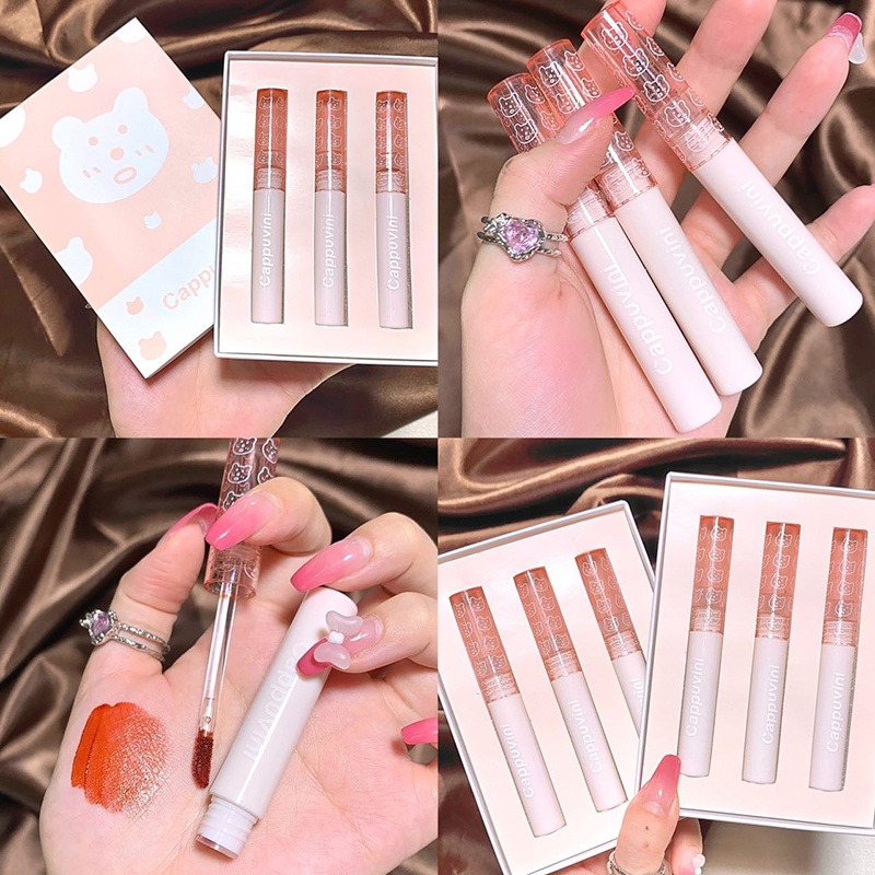 Set 3 Son tint CAPPUVINI Dạng Lỏng Dưỡng Ẩm