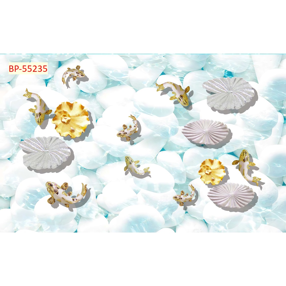 Tranh Cá Chép và Hồ Sen dán tường 3D tặng kèm phụ kiện