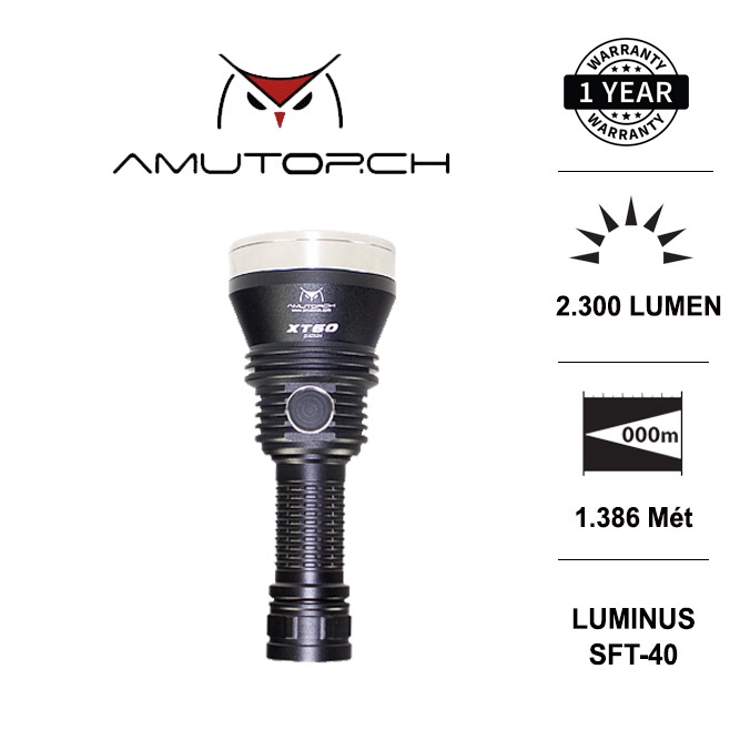 Đèn pin chiếu xa AMUTORCH XT60 độ sáng 2300 lumen chiếu xa 1386 mét pin sạc 21700 5000mAh
