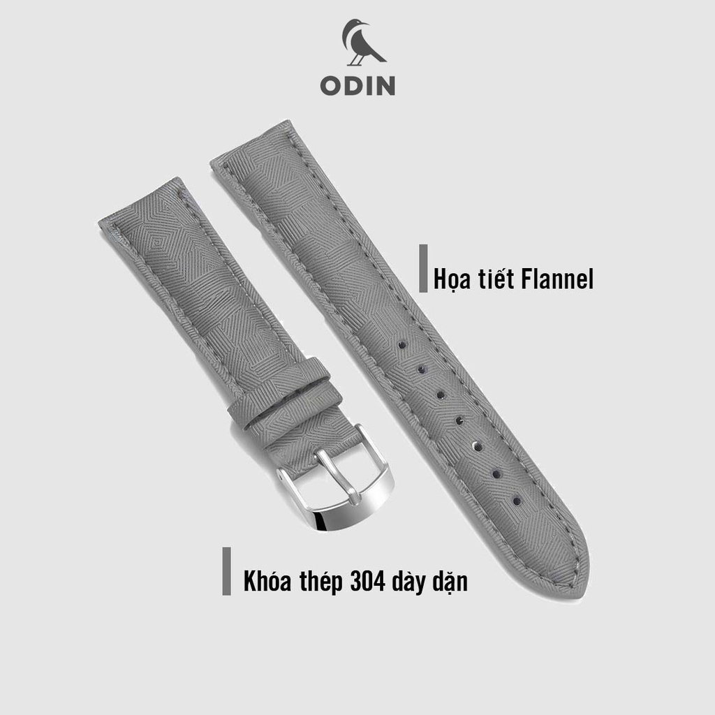 Dây da đồng hồ PU xám mềm & chống nước - Họa tiết cổ điển - Size 22