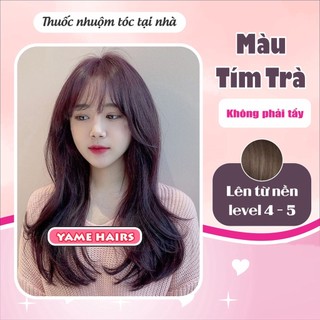 Thuốc Nhuộm Tóc Tím Trà - Nâu Tím Không Cần Tẩy, Tặng bát lược gang tay, trợ nhuộm , Thuốc Nhuộm Tóc Tại Nhà