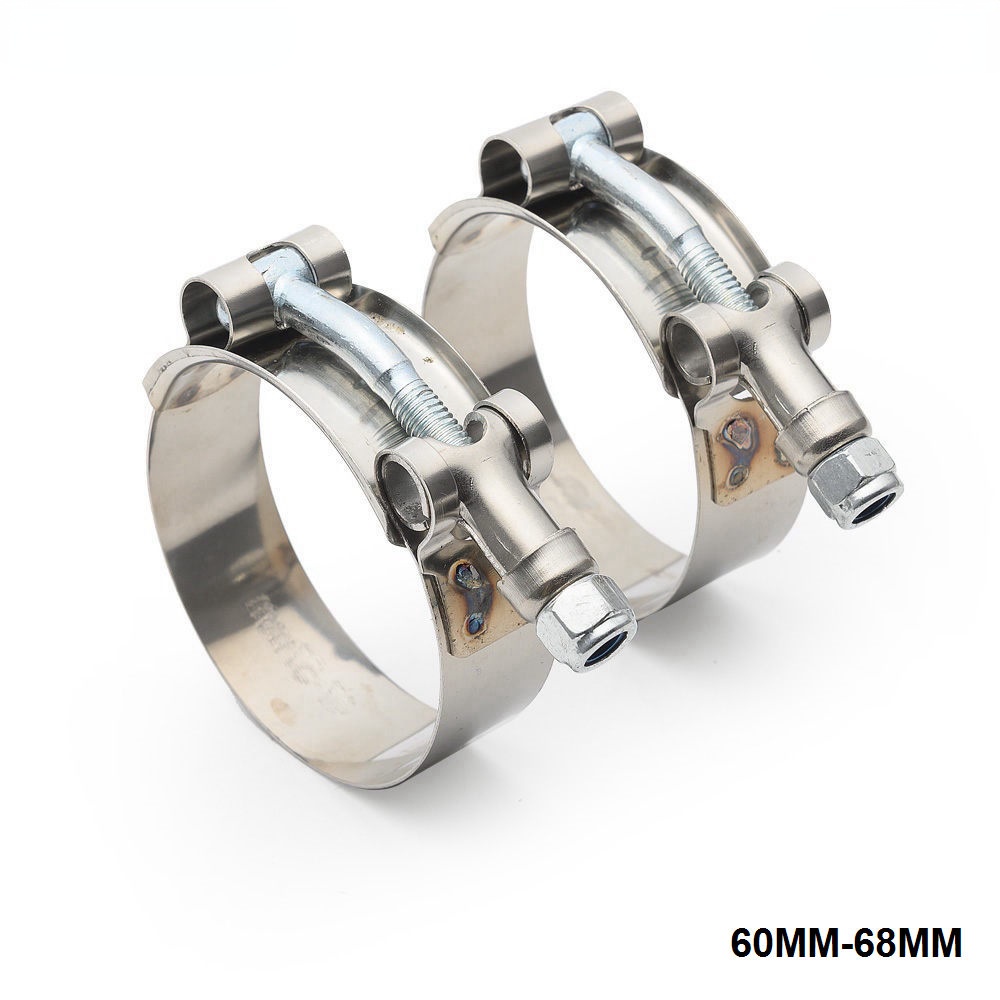 2 CÁI 2.25 “INCH (60MM-68MM) SILICONE TURBO HOSE COUPLER T BOLT SUPER CLAMP KIT