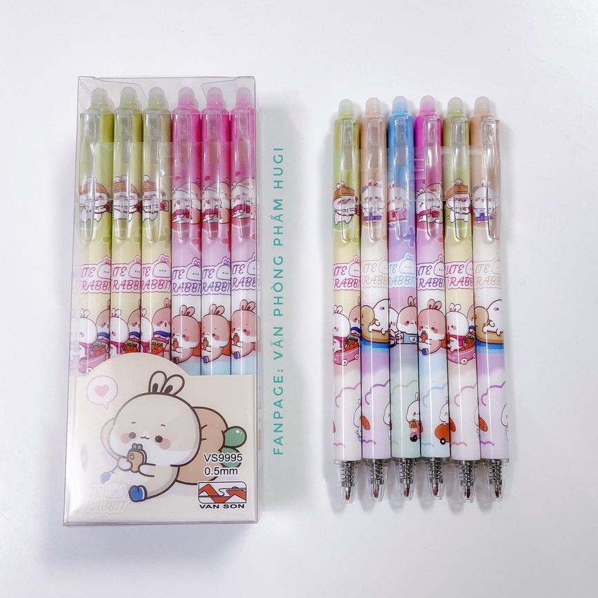 Hộp 12 Cây Bút Gel Đầu Bấm Tẩy Xóa Được  nhiều mẫu dễ thương