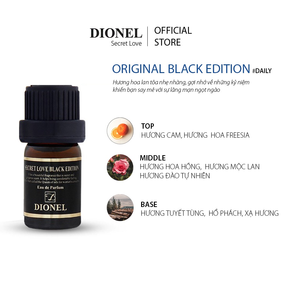 Nước Hoa vùng kín Dionel Secret Love Original Black Edition Inner Perfume Hương Hoa Hồng Ngọt Ngào Lãng Mạn 5ml