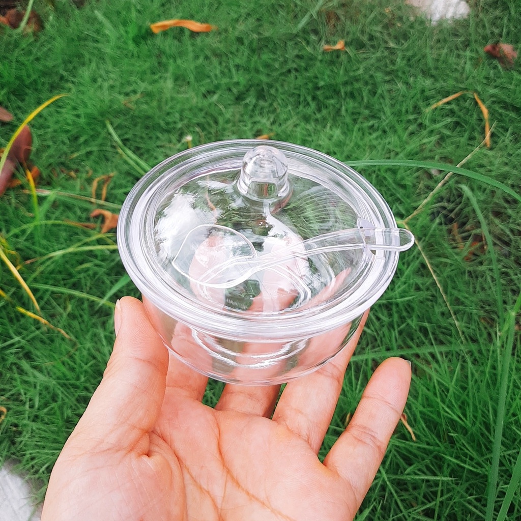 Hủ đựng đường sa tế có muỗng bằng nhựa cứng trong suốt
