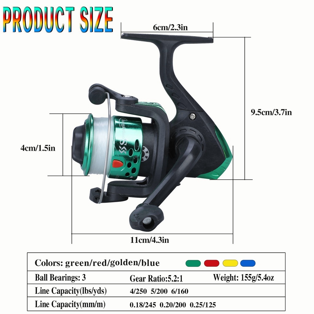 Dụng Cụ Máy Câu Cá Dọc Loại Mini 3 Vòng Bi Tỷ Lệ Chuyển Động 5.2: 1 Kèm Dây Câu