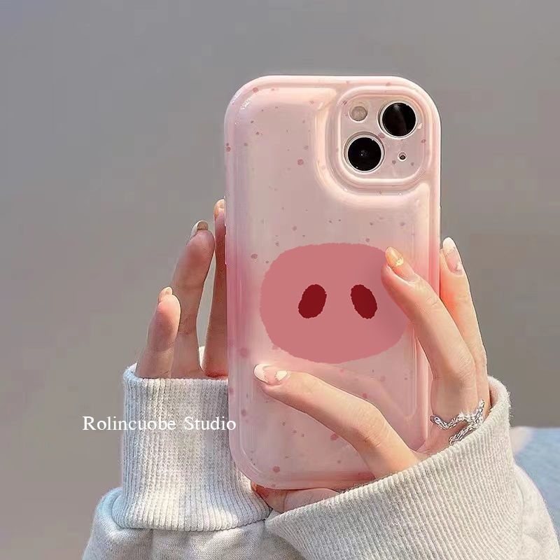 Ốp Điện Thoại Dẻo Họa Tiết Mũi Heo Dễ Thương Chống Sốc Kèm Giá Đỡ Cho Iphone Propromax12 147 / 138plusiPhone14 Apple xs / xr 5QAU