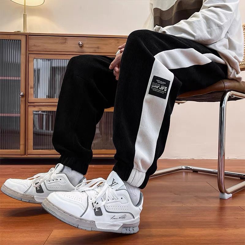 Seluar Quần Legging Thể Thao Kaki Kẻ Sọc Size Lớn Thời Trang Mùa Thu Cho Nam