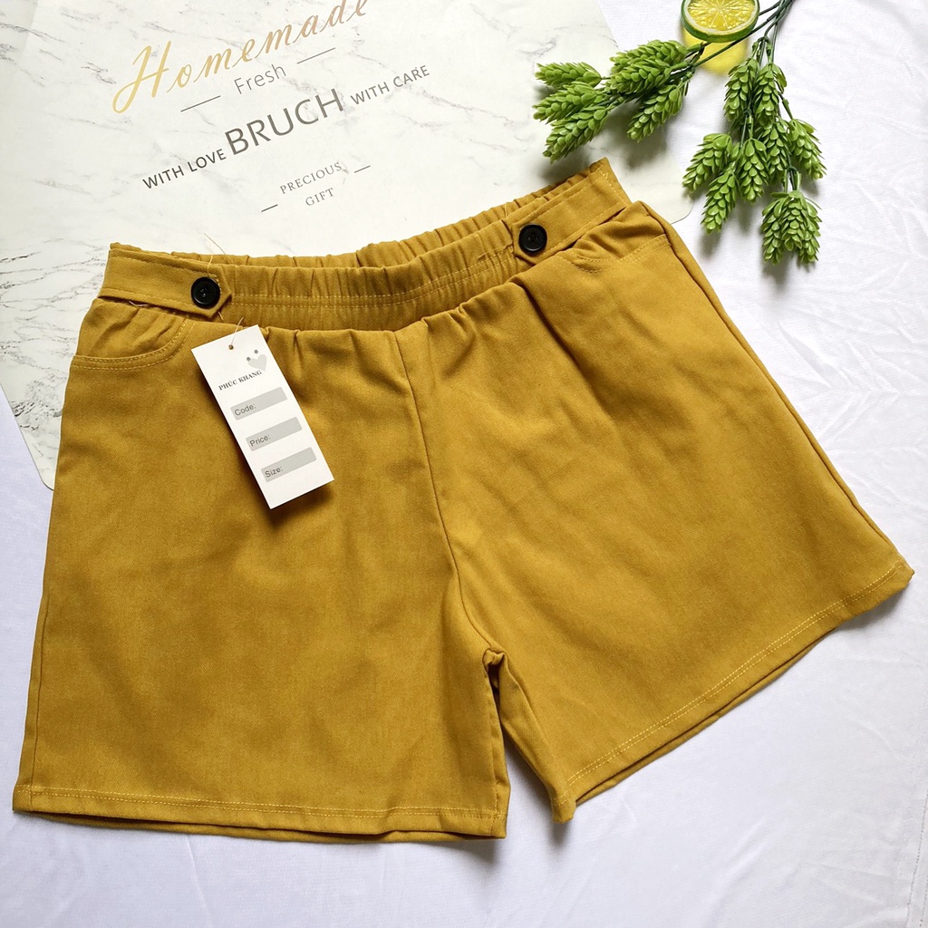 Quần đùi nữ freesize từ 45-50kg chất kaki mềm lưng Thun - QUAN2NUT