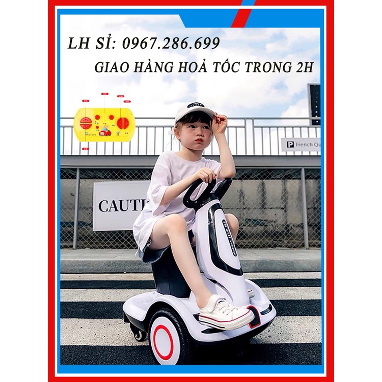 Xe máy điện cho bé, Xe ô tô điện trẻ em cân bằng xoay 360 độ có nhạc đèn