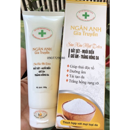 SỮA RỬA MẶT NGÂN ANH GIA TRUYỀN DETOX ĐẤT SÉT, MUỐI BIỂN – GIỮ ẨM, TRẮNG HỒNG DA 100G
