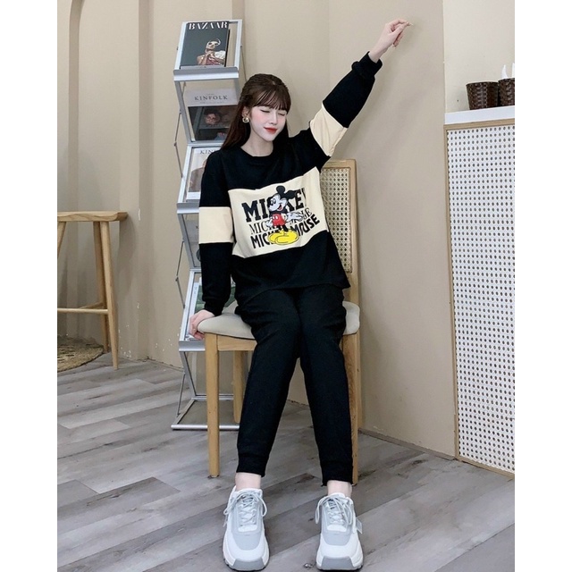 Bộ Bầu Dài Tay - Trước Và Sau Sinh - Hoạ Tiết Micky