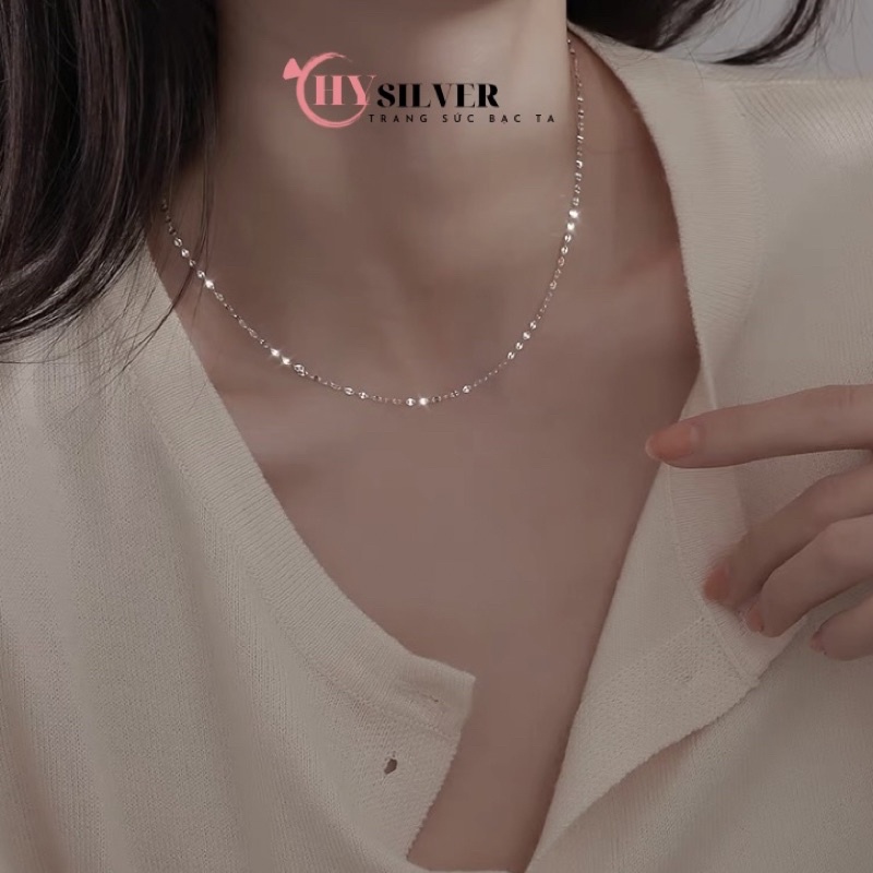Dây chuyền bạc ý s925 dây trơn không kèm mặt dạng xích dẹt nhẹ nhàng nữ tính vòng cổ nữ bạc thật giá rẻ