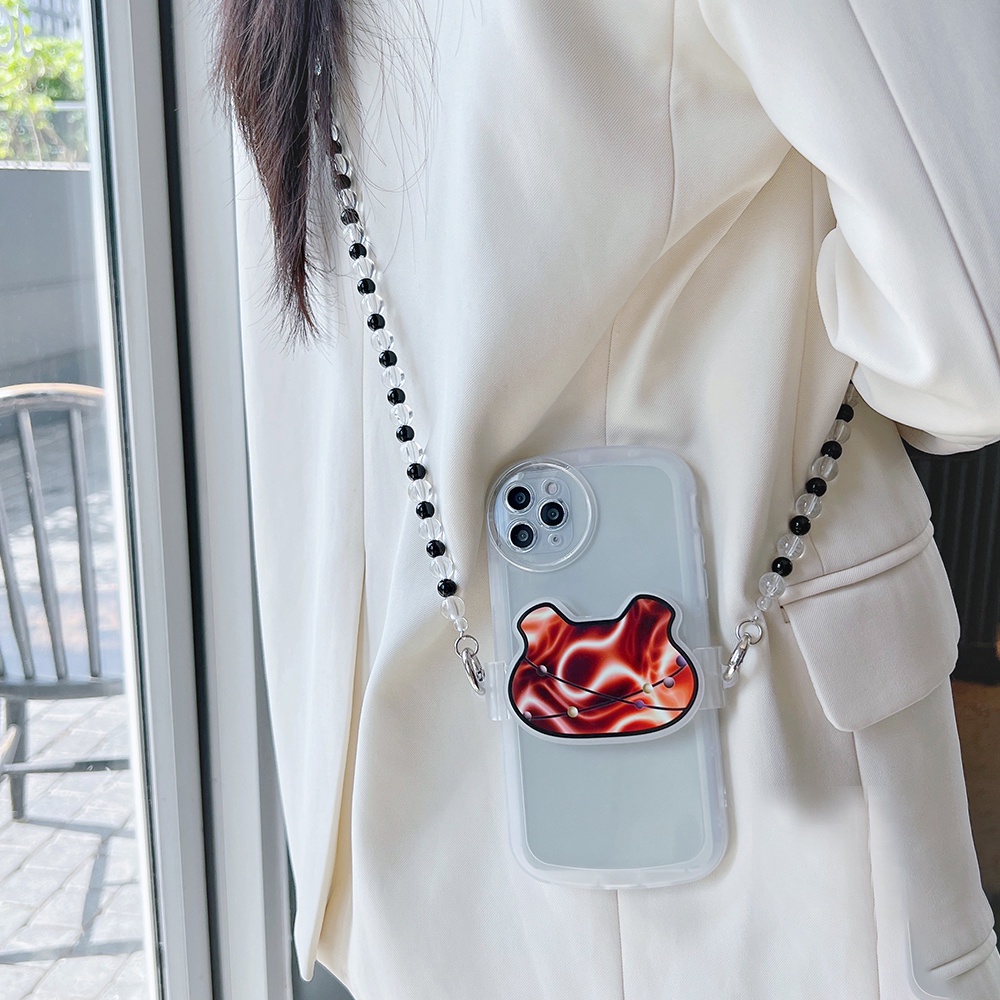 Dây Kẹp Điện Thoại Chống Thất Lạc Hình Gấu Kuromi Màu Trắng Đen Phong Cách Hàn Quốc