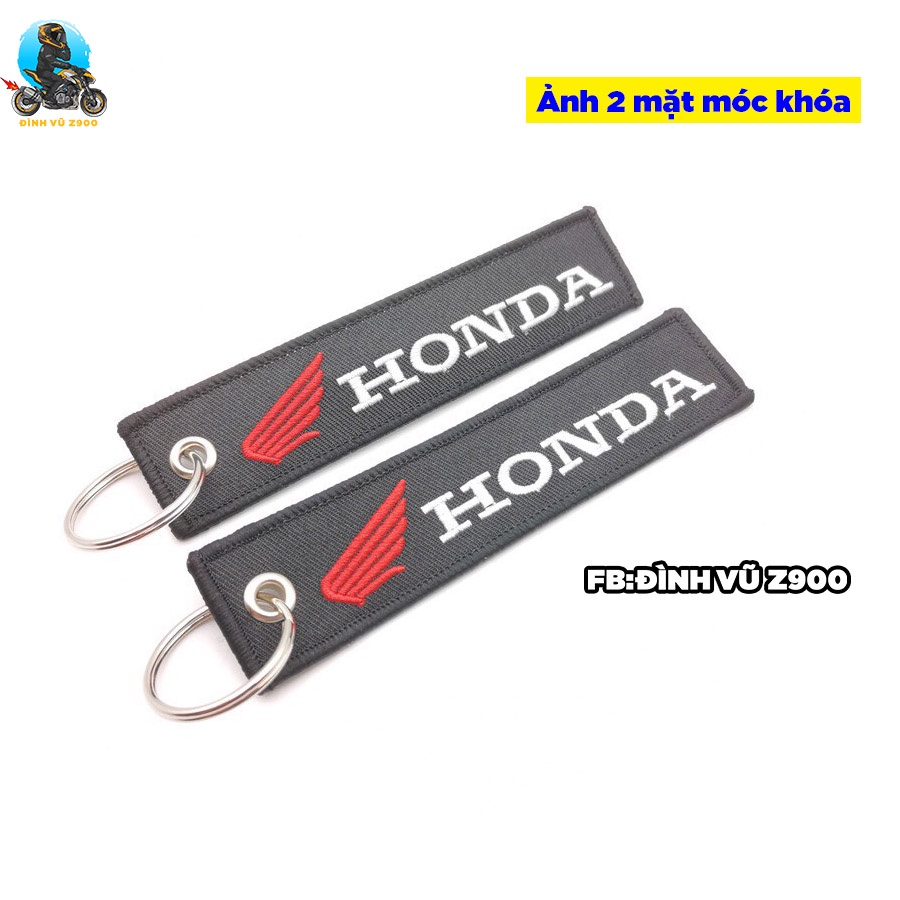 Móc khóa HONDA, đầu bấm CHẮC CHẮN, dây vải DÀY DẶN, logo sắc nét không phai màu