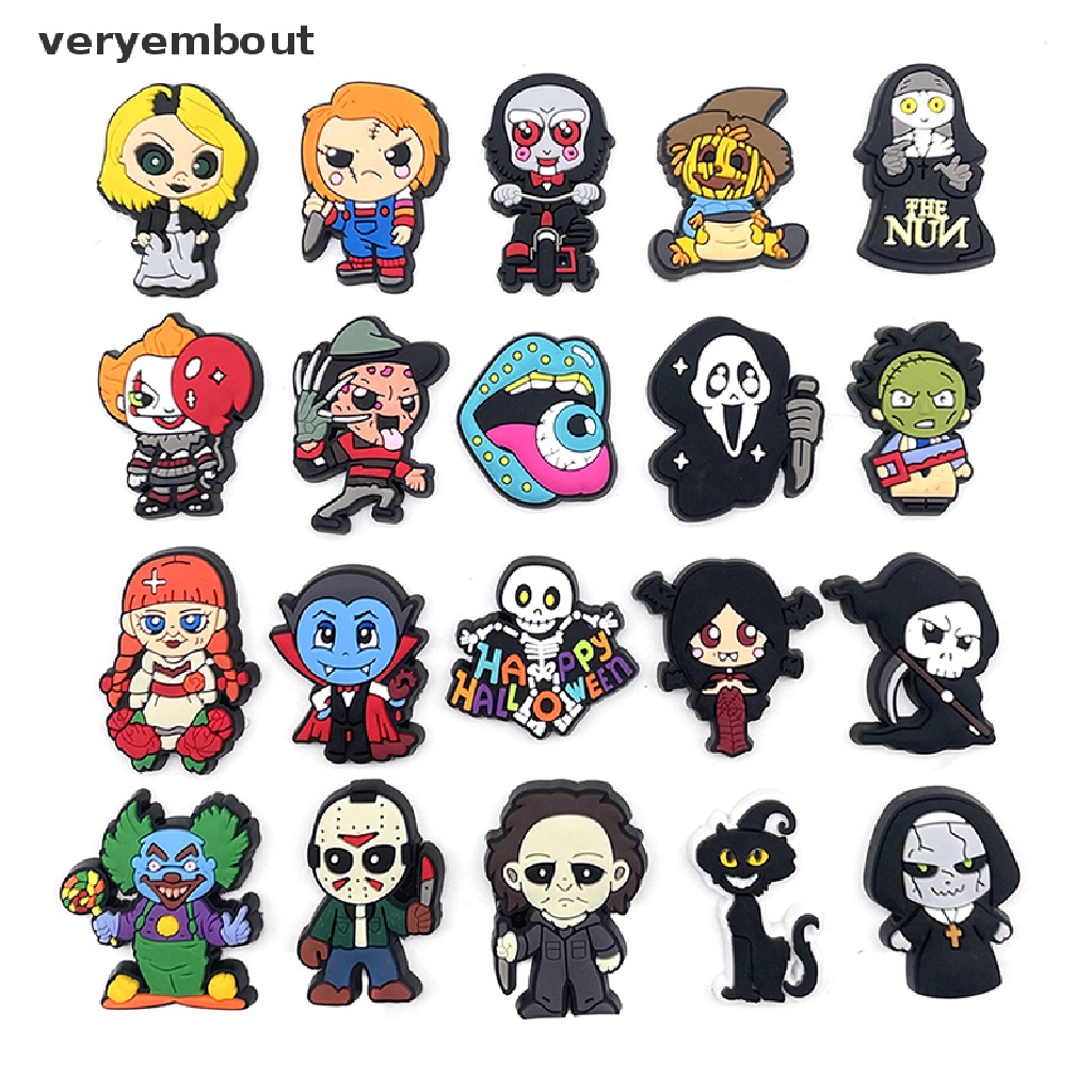 Ut Set 5 Khóa Dây Giày PVC Phong Cách Phim Kinh Dị Hóa Trang Halloween