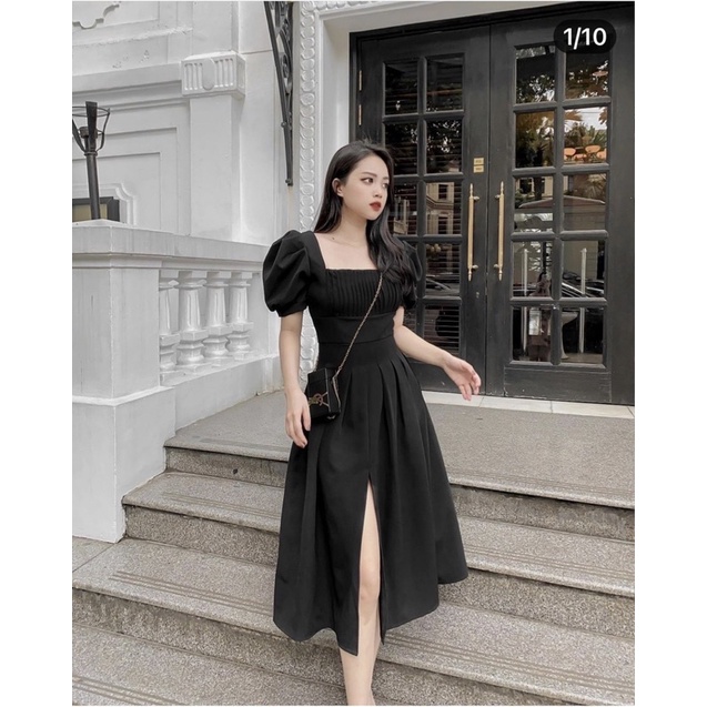 ĐẦM MIDI CỔ U XẺ ĐÙI