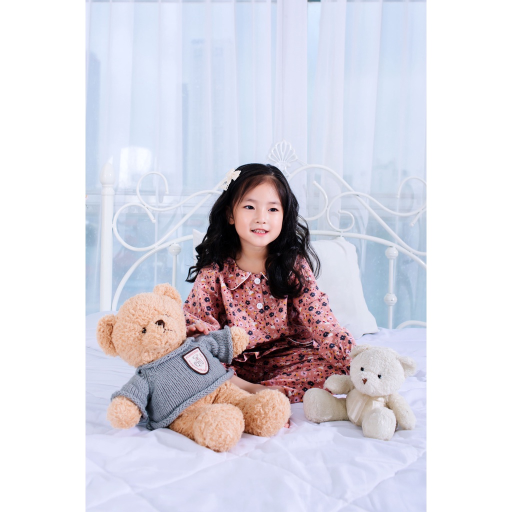 Bộ ngủ Pijama thu đông dài tay MILAM hoa nhí vải Hàn Quốc
