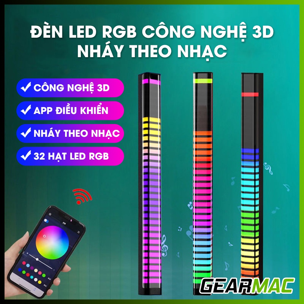 Thanh đèn Led 3D RGB nháy theo nhạc, có pin rời, có chân đế trang trí bàn làm việc - Đèn Tiktok deco