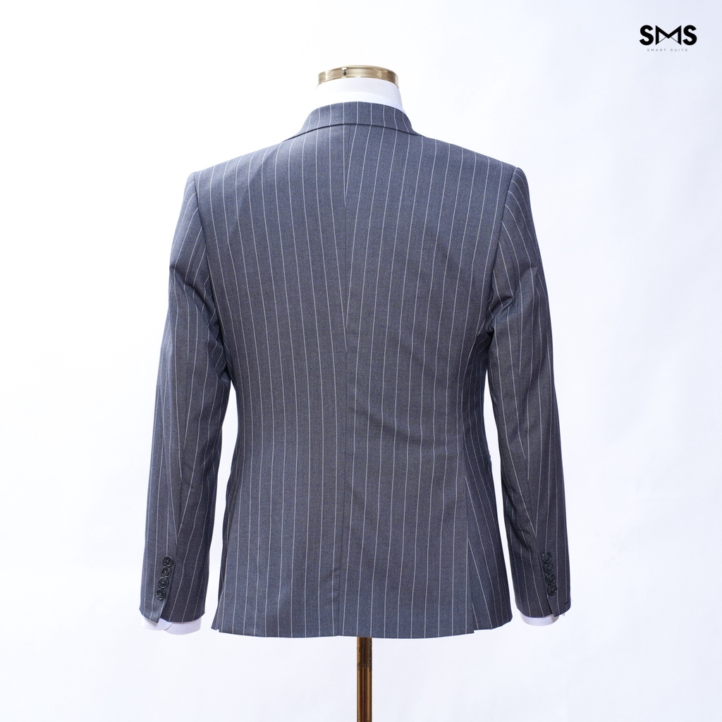 Vest nam xám sáng kẻ sọc 2 khuy 3 túi phối quần sidetab, suits sartorial, chuẩn form Smart Suits