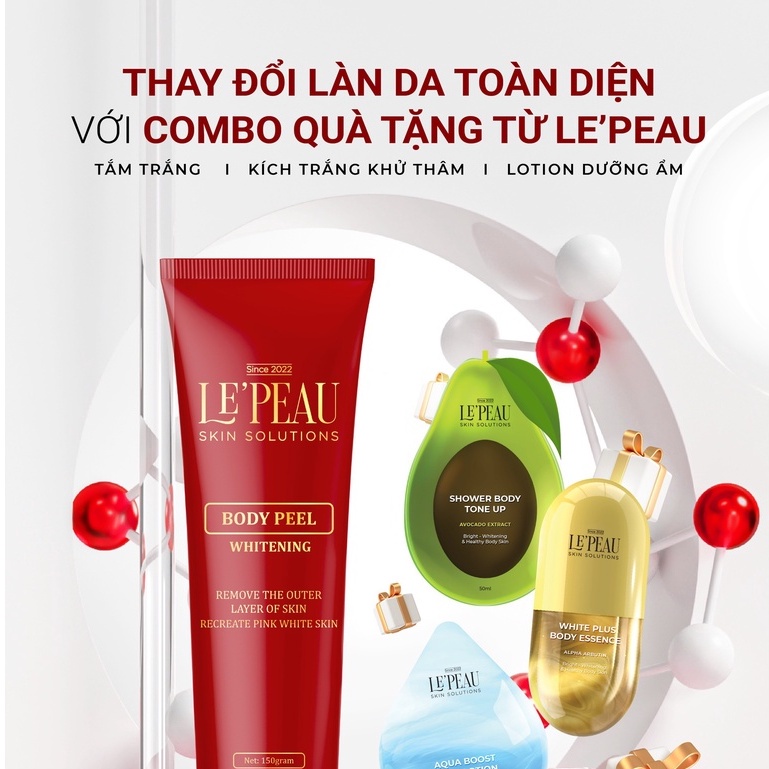 Peel da body LEPEAU toàn thân, peel body retinol vi tảo trắng sáng da mờ thâm sau 7 ngày kem dưỡng ẩm 150ml