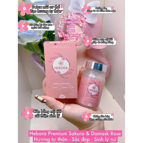 Viên uống chống lão hóa, thơm cơ thể Hebora 60 viên