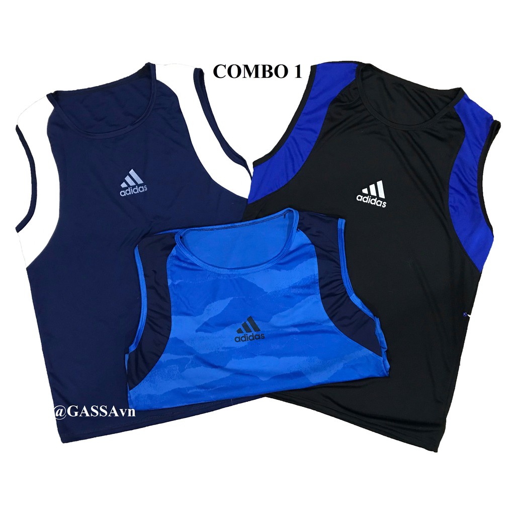 Combo 3 Áo ba lỗ nam Sát Nách Nam dành cho GYM Chạy Bộ bóng rổ tenis bóng bà cầu lông *
