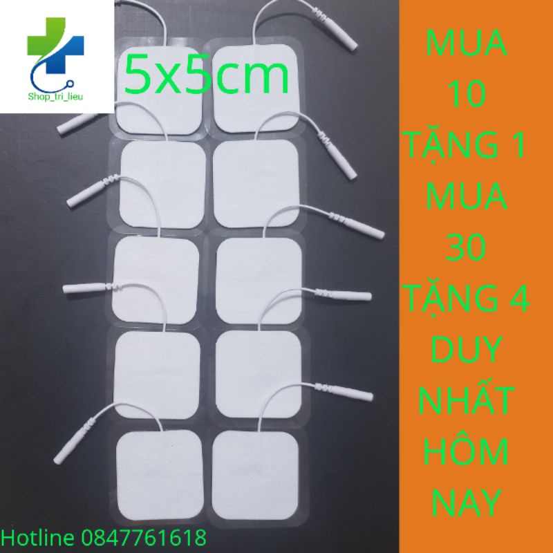Miếng dán xung điện massage kích thước 5x5cm cho máy vật lý trị liệu DoctorHome, Goldlife, máy điện châm hoa đà, Dr Ho'S
