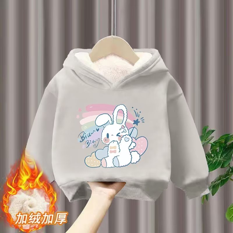 Áo Hoodie Dài Tay Lót Lông Cừu Thời Trang Mùa Thu Cho Bé Gái