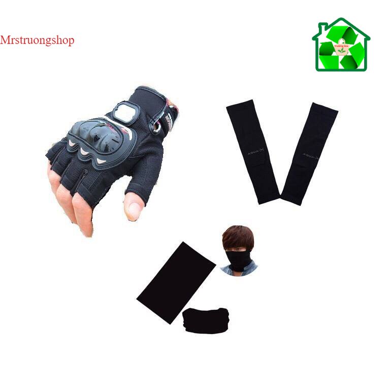 Combo 3 Món Găng tay Probike cụt Găng Đi Nắng và khăn đa năng