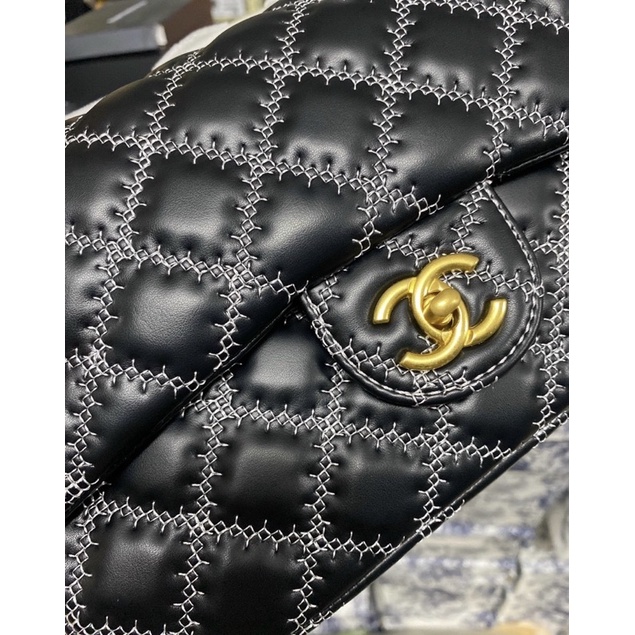 Túi cn classic trần chỉ thêu trám da mịn spsl fullbox size 26