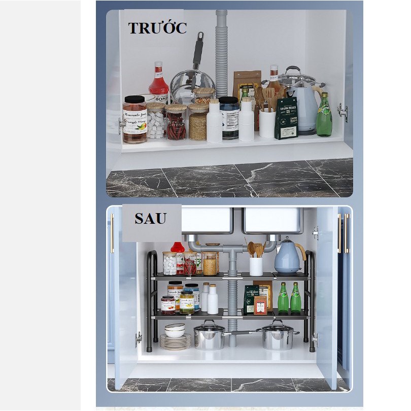 [HÀNG MỚI VỀ] KỆ GẦM BẾP ĐEN 2 TẦNG GIÚP TIẾT KIỆM KHÔNG GIAN