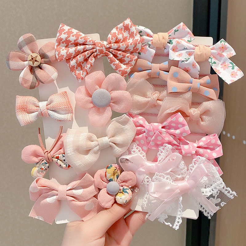 Kẹp Tóc Cao Su Đính Nơ Họa Tiết Hoạt Hình Dễ Thương Cho Bé Gái